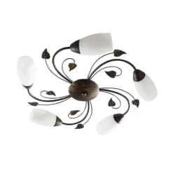Stefania 5 Plafondlamp White/Black-Gold - Lindby - Koop Online