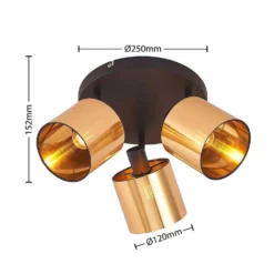 Joudy 3 Round Plafondlamp Brass/Black - Lindby - Koop Online -Flos Shop 42519117036963